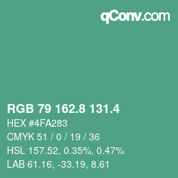 カラーコード: RGB 79 162.8 131.4 | qconv.com