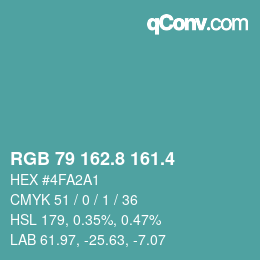 カラーコード: RGB 79 162.8 161.4 | qconv.com