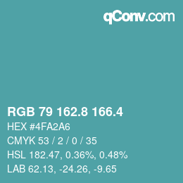 カラーコード: RGB 79 162.8 166.4 | qconv.com