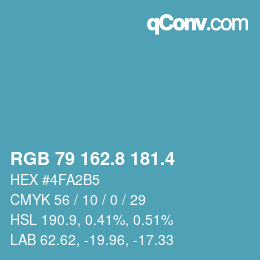 カラーコード: RGB 79 162.8 181.4 | qconv.com