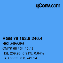カラーコード: RGB 79 162.8 246.4 | qconv.com