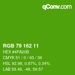 Color code: RGB 79 162 11 | qconv.com