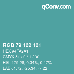 Color code: RGB 79 162 161 | qconv.com