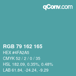 Color code: RGB 79 162 165 | qconv.com