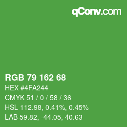 Color code: RGB 79 162 68 | qconv.com