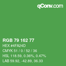 Color code: RGB 79 162 77 | qconv.com