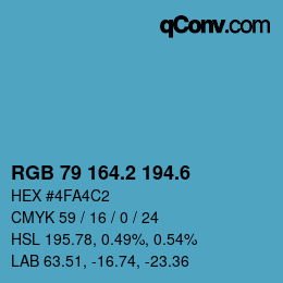カラーコード: RGB 79 164.2 194.6 | qconv.com