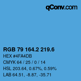 カラーコード: RGB 79 164.2 219.6 | qconv.com