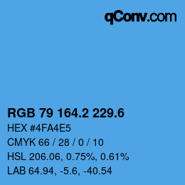 カラーコード: RGB 79 164.2 229.6 | qconv.com