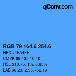 カラーコード: RGB 79 164.6 254.6 | qconv.com