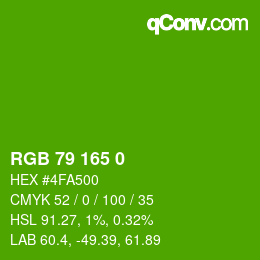 Color code: RGB 79 165 0 | qconv.com