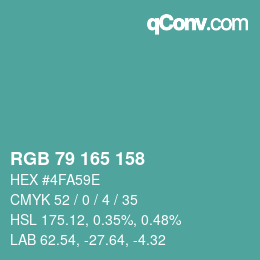 Color code: RGB 79 165 158 | qconv.com