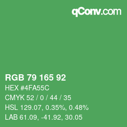 カラーコード: RGB 79 165 92 | qconv.com