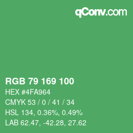 Color code: RGB 79 169 100 | qconv.com