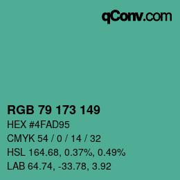 颜色代码: RGB 79 173 149 | qconv.com