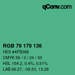 カラーコード: RGB 79 179 136 | qconv.com