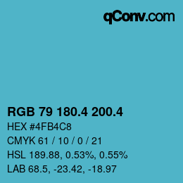 カラーコード: RGB 79 180.4 200.4 | qconv.com