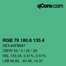 カラーコード: RGB 79 180.8 135.4 | qconv.com