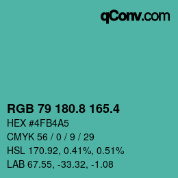 カラーコード: RGB 79 180.8 165.4 | qconv.com