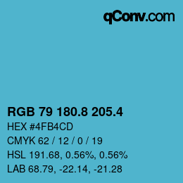 カラーコード: RGB 79 180.8 205.4 | qconv.com