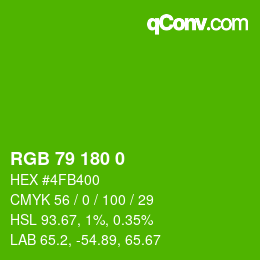 Color code: RGB 79 180 0 | qconv.com
