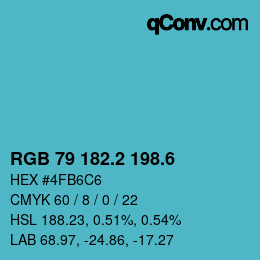 カラーコード: RGB 79 182.2 198.6 | qconv.com