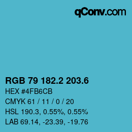 カラーコード: RGB 79 182.2 203.6 | qconv.com