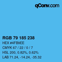 Color code: RGB 79 185 238 | qconv.com
