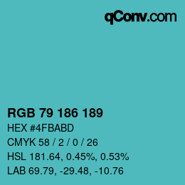 颜色代码: RGB 79 186 189 | qconv.com