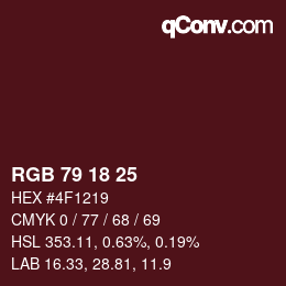 Color code: RGB 79 18 25 | qconv.com
