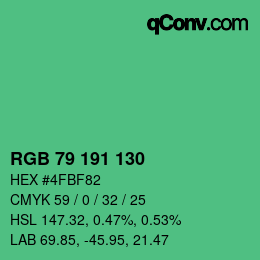 颜色代码: RGB 79 191 130 | qconv.com