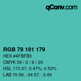 Farbcode: RGB 79 191 179 | qconv.com