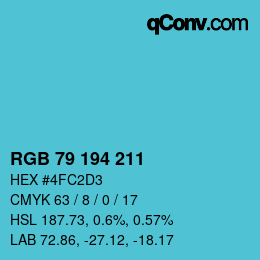 Color code: RGB 79 194 211 | qconv.com