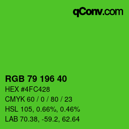 Color code: RGB 79 196 40 | qconv.com