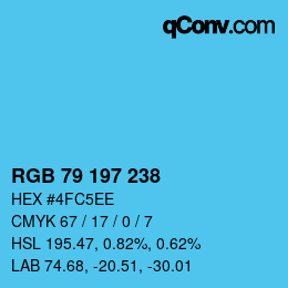 Color code: RGB 79 197 238 | qconv.com