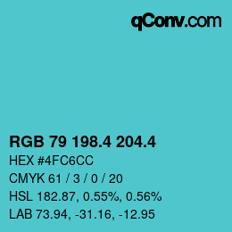 カラーコード: RGB 79 198.4 204.4 | qconv.com