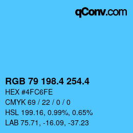 カラーコード: RGB 79 198.4 254.4 | qconv.com