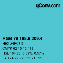 カラーコード: RGB 79 198.8 209.4 | qconv.com