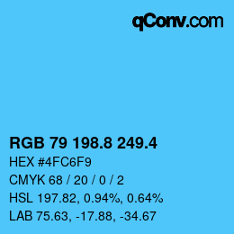 カラーコード: RGB 79 198.8 249.4 | qconv.com