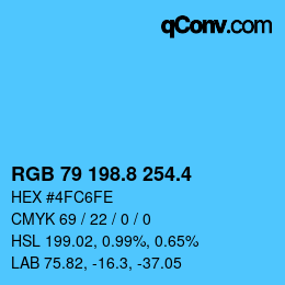 カラーコード: RGB 79 198.8 254.4 | qconv.com