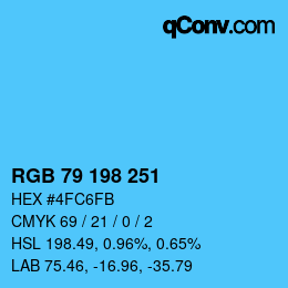 Color code: RGB 79 198 251 | qconv.com
