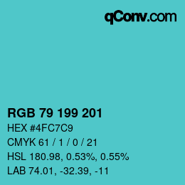 Color code: RGB 79 199 201 | qconv.com