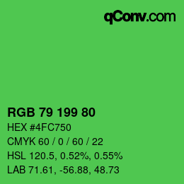 カラーコード: RGB 79 199 80 | qconv.com
