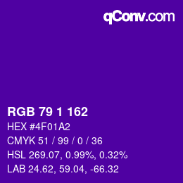 Color code: RGB 79 1 162 | qconv.com