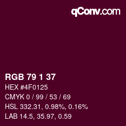 Color code: RGB 79 1 37 | qconv.com
