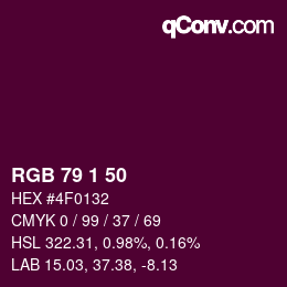 Color code: RGB 79 1 50 | qconv.com