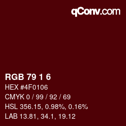 Color code: RGB 79 1 6 | qconv.com