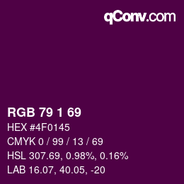 Color code: RGB 79 1 69 | qconv.com