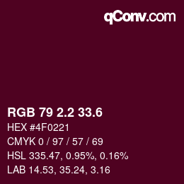 カラーコード: RGB 79 2.2 33.6 | qconv.com