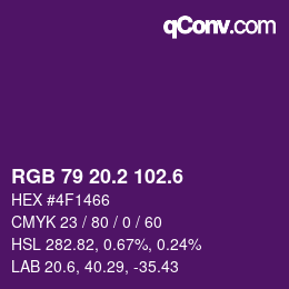 カラーコード: RGB 79 20.2 102.6 | qconv.com